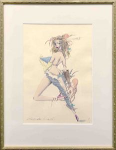 金子國義 リトグラフ額／金子國義／(Lithograph by Kaneko / Kuniyoshi Kaneko)のサムネール