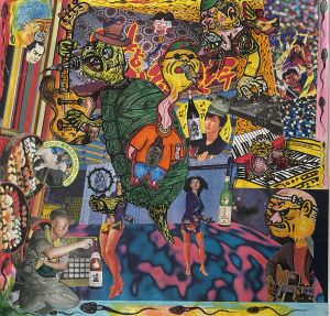 「喜久盛酒造」社歌　LPレコード原画 2点／根本敬／("Kikuzakari Sake Brewery" company song LP record 2 original drawings / Takashi Nemoto)のサムネール