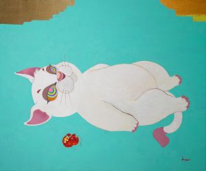 尾曲がり猫・白（オマガリネコ・シロ）／柴田亜美／(OMAGARI NEKO WHITE -Lucky Tail Cat White / Ami Shibata)のサムネール